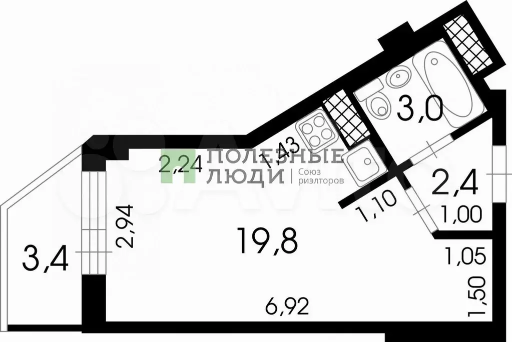 Квартира-студия, 28,6 м, 5/24 эт. - Фото 0