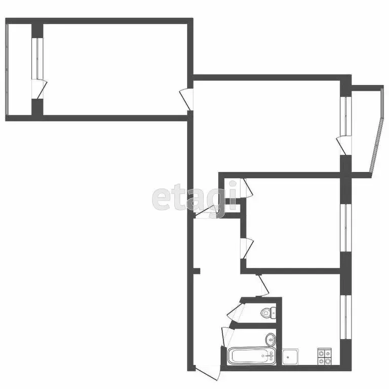 3-комнатная квартира: Дмитров, микрорайон имени А.М. Маркова, 22 (59.7 ... - Фото 1