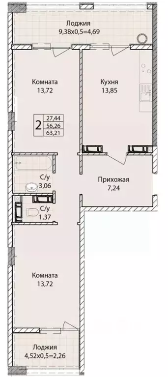 2-к кв. Севастополь ул. Братьев Манганари, 30к1 (63.21 м) - Фото 0