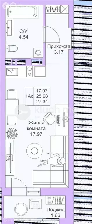 Квартира-студия: Казань, улица Александра Курынова, 5к1 (27.5 м) - Фото 1