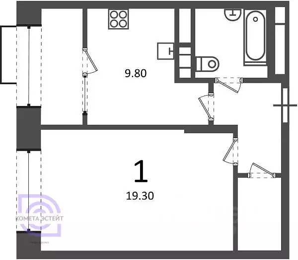 1-к кв. Москва Клинская ул., 2А (40.4 м) - Фото 1