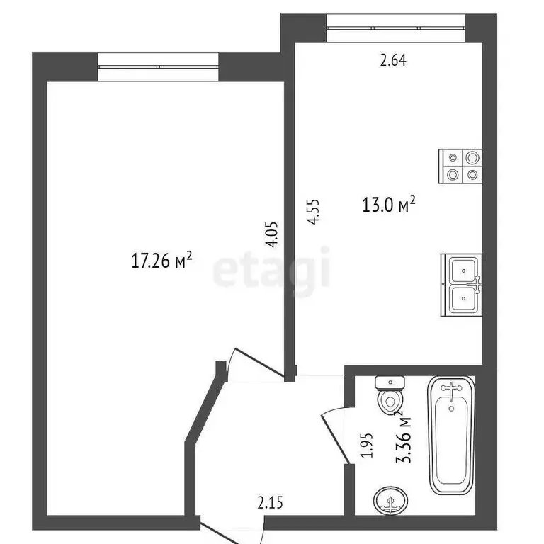 1-комнатная квартира: Щепкинское сельское поселение, посёлок ... - Фото 0