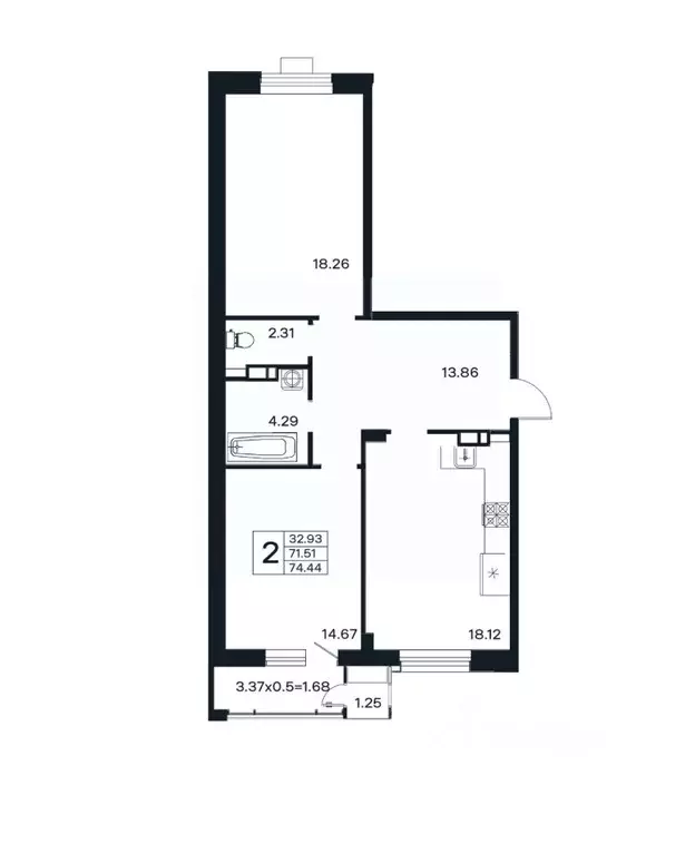2-к кв. Краснодарский край, Краснодар ул. Шоссе Нефтяников, 26 (74.44 ... - Фото 0