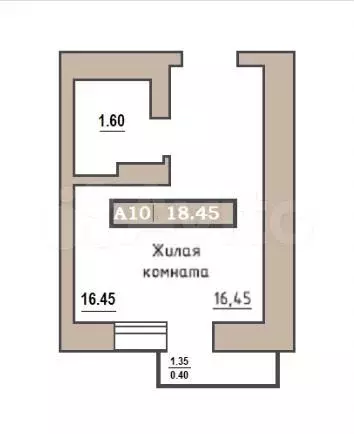 Квартира-студия, 18,5 м, 9/9 эт. - Фото 1