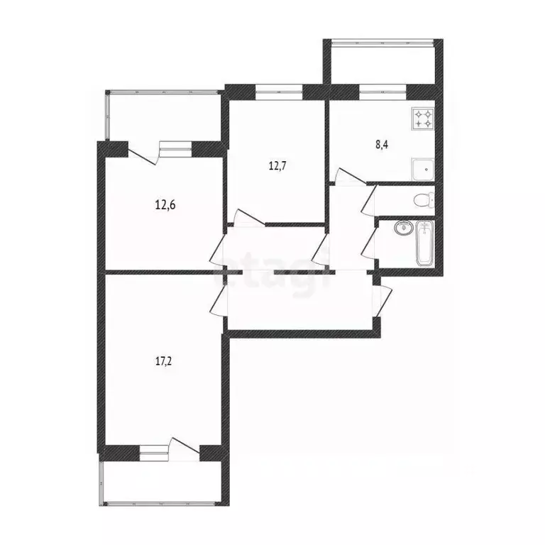 3-к кв. Белгородская область, Белгород бул. Юности, 39 (68.5 м) - Фото 1
