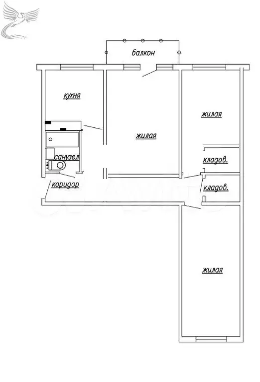 3-к. квартира, 54м, 5/5эт. - Фото 0