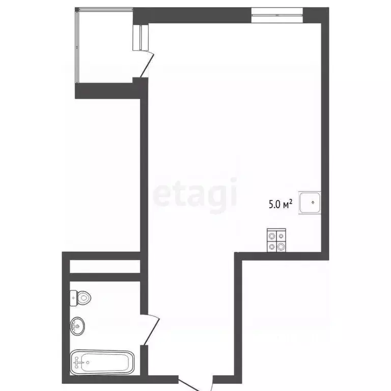 Студия Тюменская область, Тюмень Таврическая ул., 9к1 (32.7 м) - Фото 1