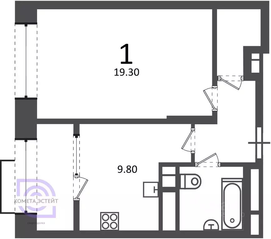 1-к кв. Москва Клинская ул., 2А (40.3 м) - Фото 2