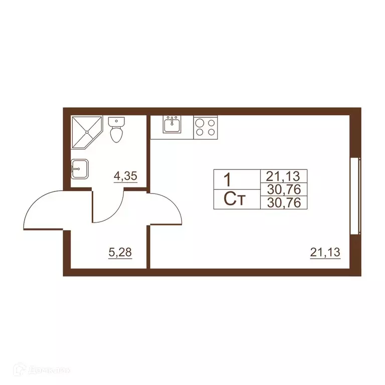Продаётся квартира-студия, 30.76 м - Фото 0