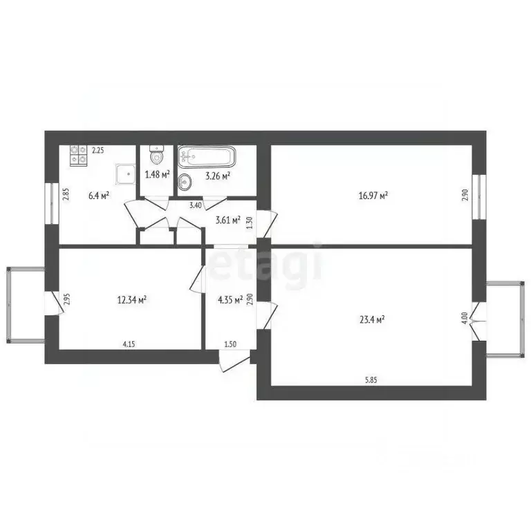 3-к кв. Севастополь ул. Большая Морская, 38 (72.4 м) - Фото 2