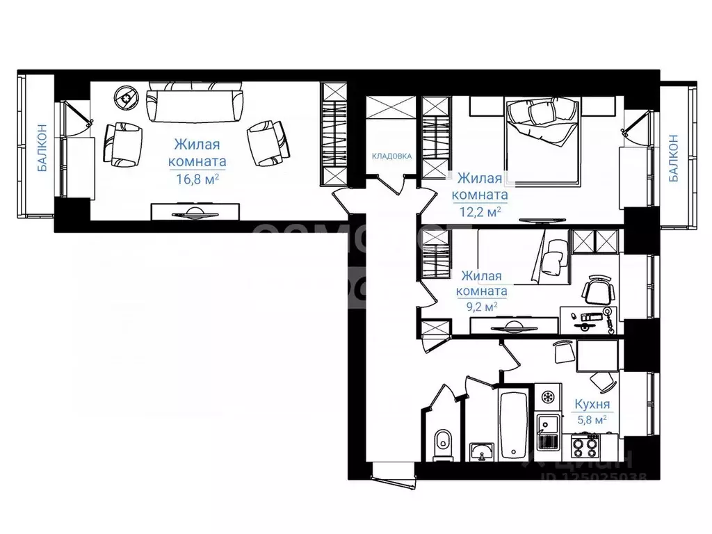 3-к кв. Кировская область, Кирово-Чепецк Первомайская ул., 4к2 (59.5 ... - Фото 2