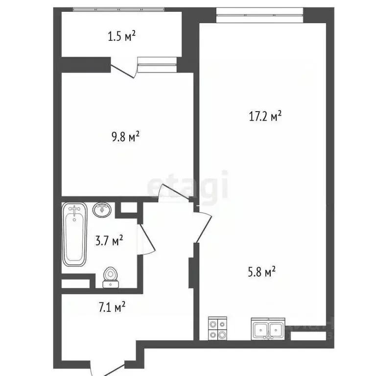 2-к кв. Москва бул. Скандинавский, 5к2 (43.8 м) - Фото 1