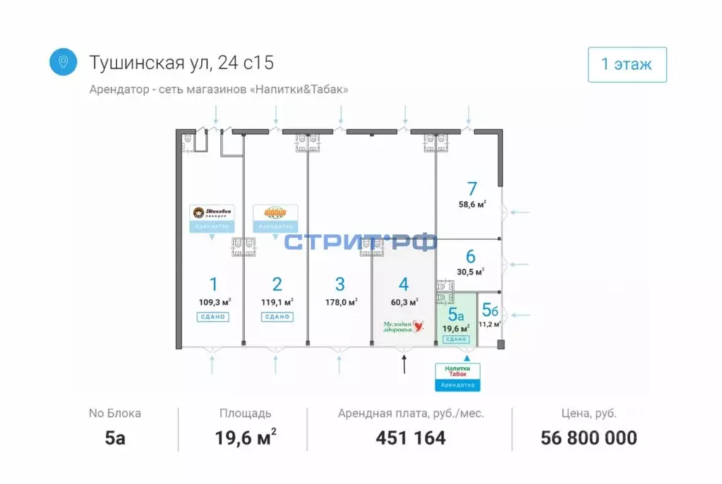 Торговая площадь в Москва Тушинская ул., 24С15 (59 м) - Фото 2