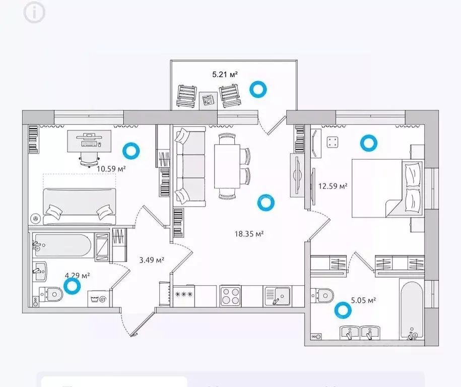 3-к кв. Санкт-Петербург Белоостровская ул., 10к1 (60.0 м) - Фото 2