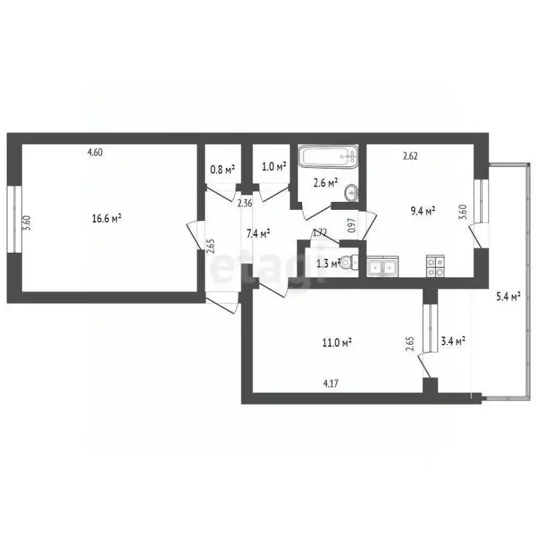 2-к кв. Крым, Саки ул. Интернациональная (53.4 м) - Фото 1