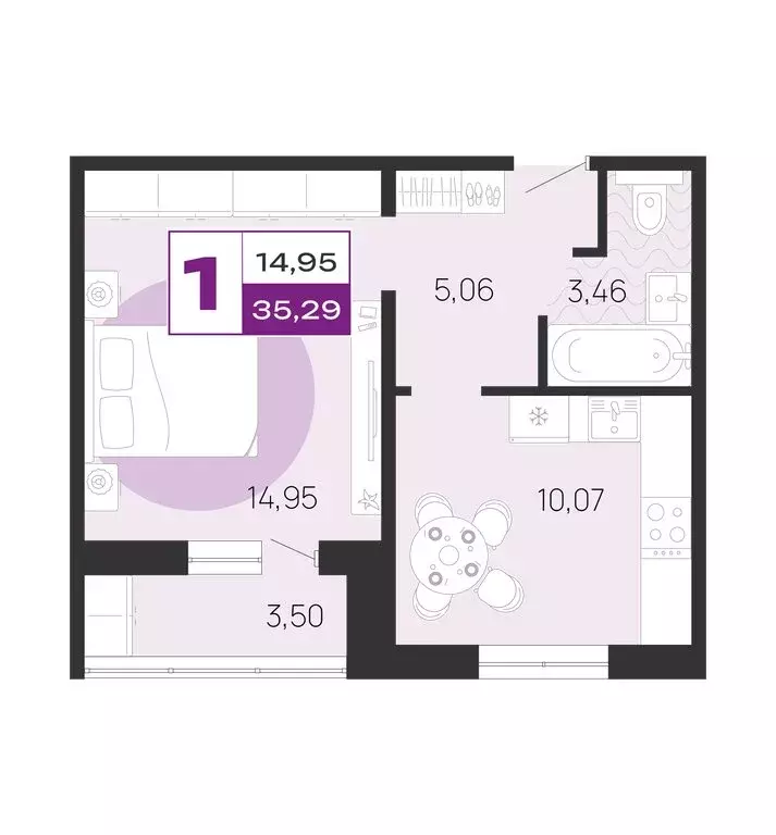 1-комнатная квартира: Брянск, улица А.К. Толстого, 3А (35.29 м) - Фото 0