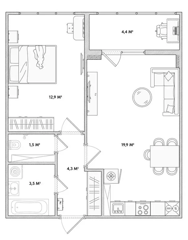 1-комнатная квартира: Орёл, Раздольная улица, 29 (42.1 м) - Фото 2