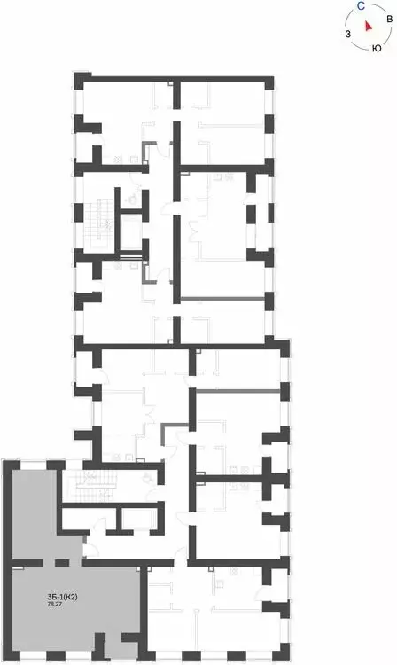 3-комнатная квартира: Нижнекамск, 15-й микрорайон, ЖК Калина (78.27 м) - Фото 1