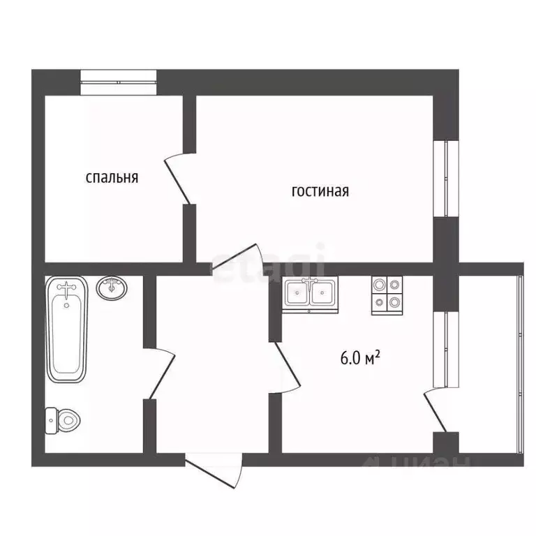 2-к кв. Ярославская область, Ярославль ул. 2-я Портовая, 10 (45.3 м) - Фото 1