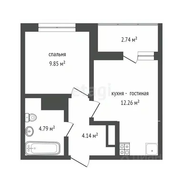 1-к кв. Тюменская область, Тюменский муниципальный округ, д. Дударева ... - Фото 2