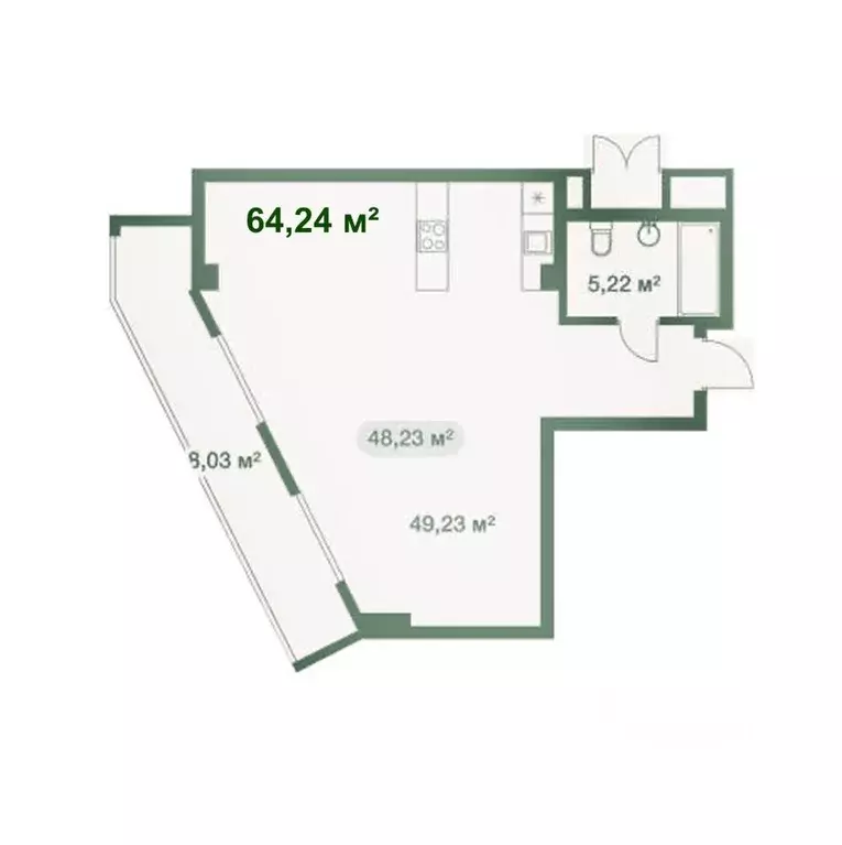 Студия Крым, Ялта ул. Войкова, 39 (64.24 м) - Фото 2