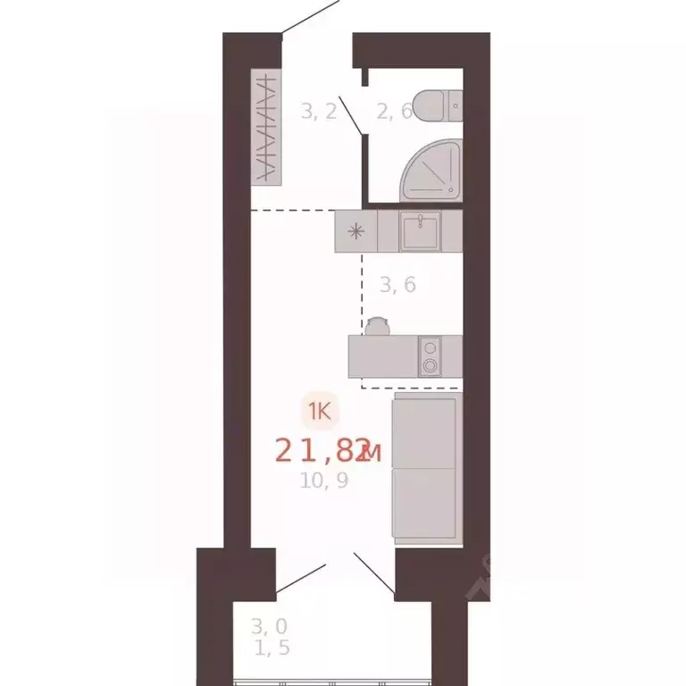 1-к кв. Алтайский край, Новоалтайск ул. Южсиба, 52А (21.8 м) - Фото 1