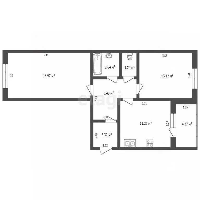 2-к кв. Башкортостан, Стерлитамакский район, Отрадовский сельсовет, с. ... - Фото 2