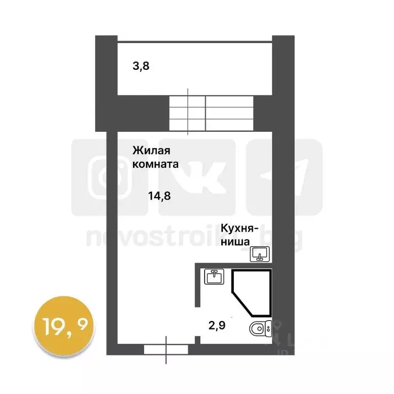 Студия Амурская область, Благовещенск Артиллерийская ул., 87 (19.5 м) - Фото 0