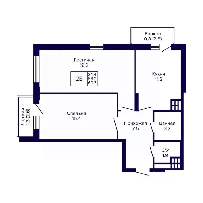 2-к кв. Новосибирская область, Новосибирск ул. Бородина, 54 (59.6 м) - Фото 0