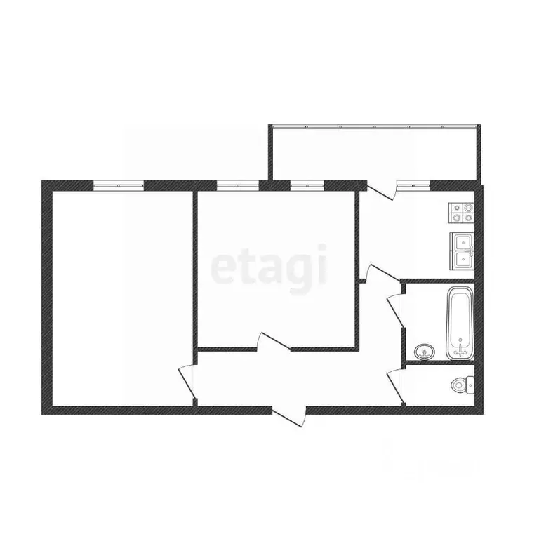 2-к кв. Тюменская область, Тюменский муниципальный округ, пос. ... - Фото 2