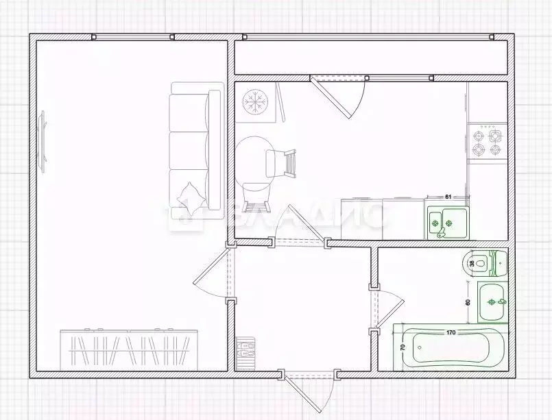 1-к кв. Пензенская область, Пенза ул. Сузюмова, 8 (28.4 м) - Фото 2