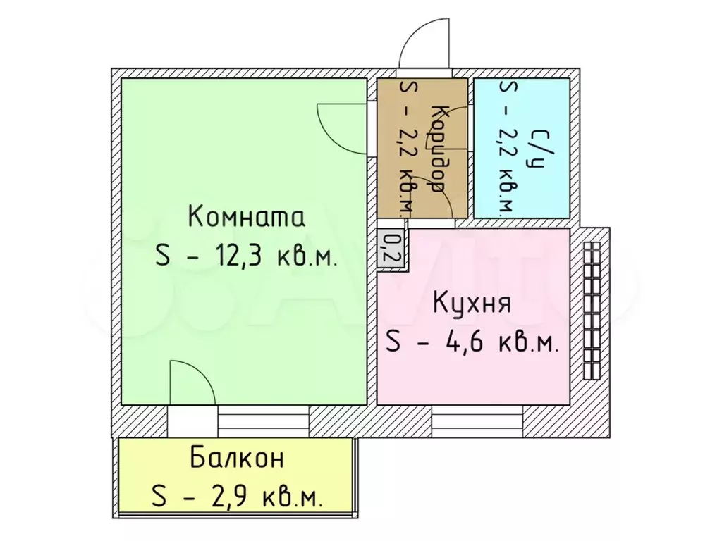 1-к. квартира, 24 м, 8/9 эт. - Фото 0