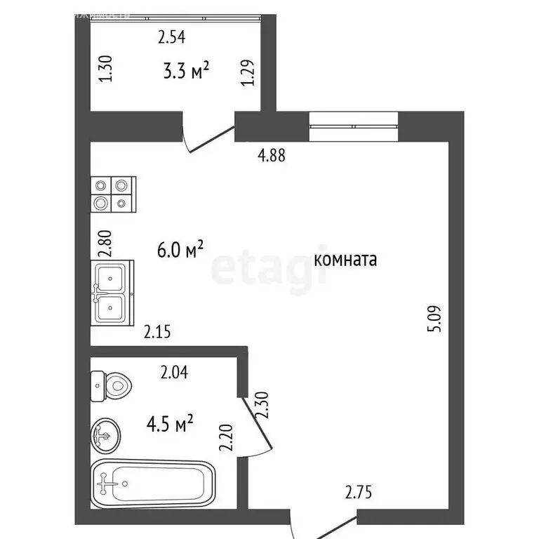 Квартира-студия: Севастополь, улица Токарева, 18Г (27.8 м) - Фото 1