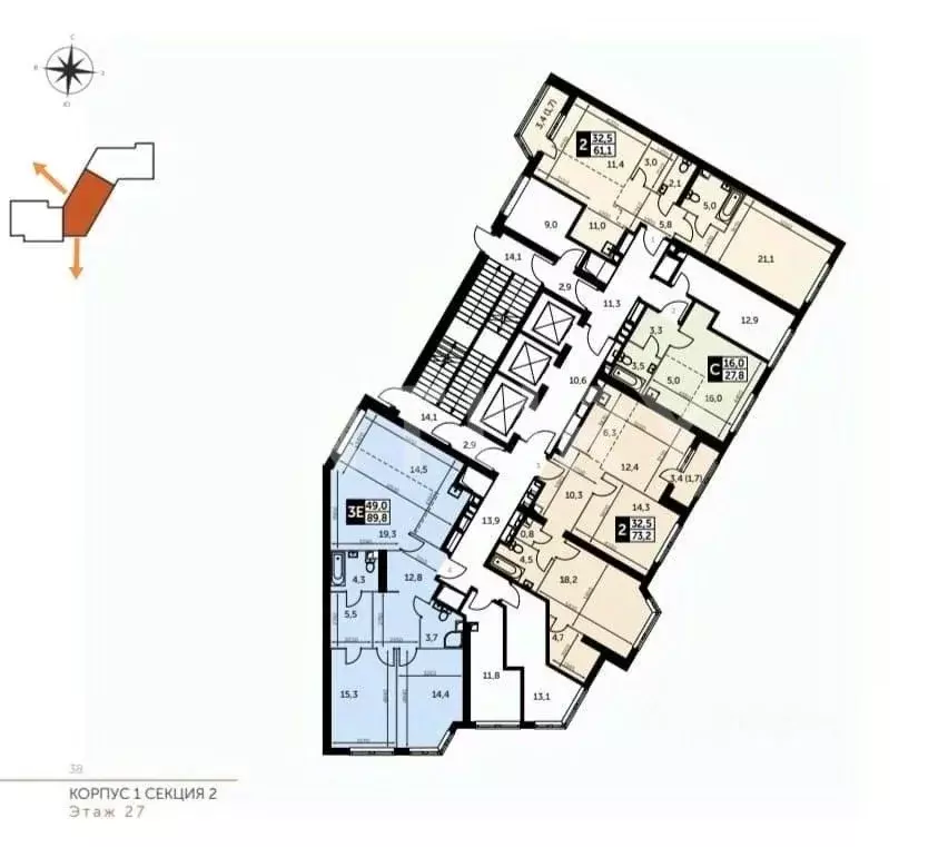 3-к кв. Москва ул. Академика Волгина, 1 (89.8 м) - Фото 1