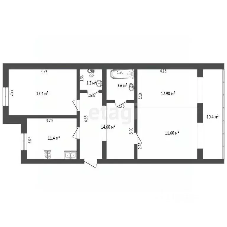 2-к кв. Ростовская область, Таганрог Инициативная ул., 54А (80.0 м) - Фото 1