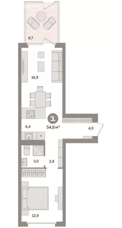 1-комнатная квартира: Екатеринбург, жилой район Сортировочный, ... - Фото 2