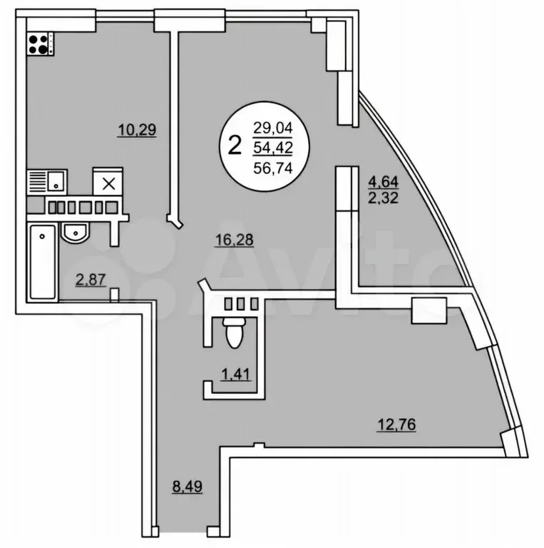 2-к. квартира, 57 м, 19/24 эт. - Фото 0