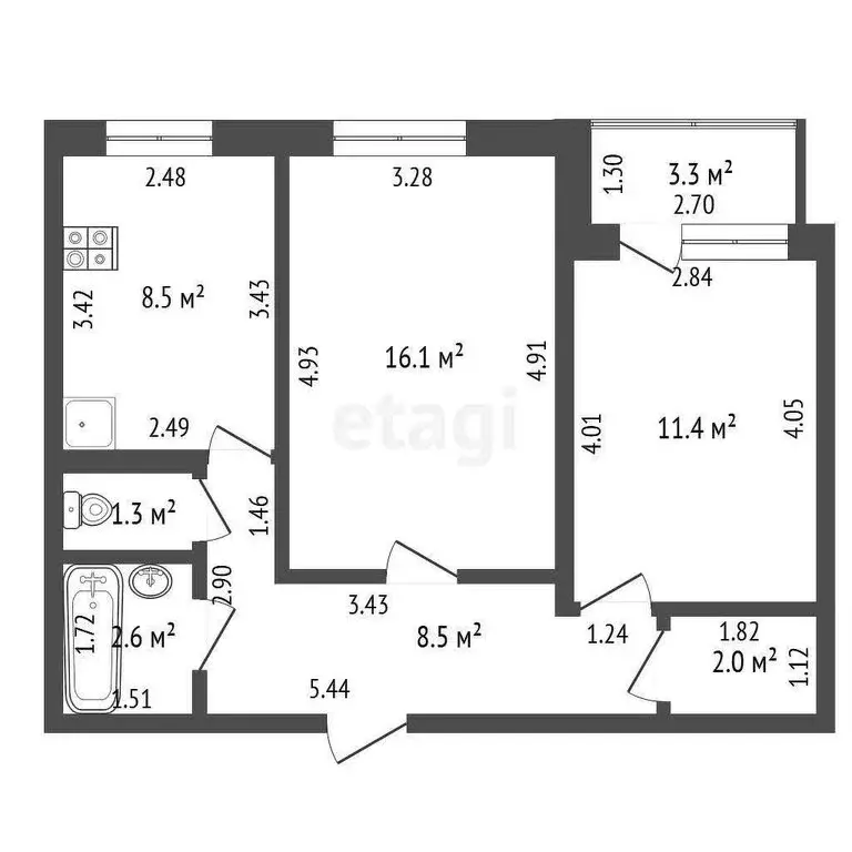2-комнатная квартира: Стерлитамак, улица Артёма, 21А (50.4 м) - Фото 0