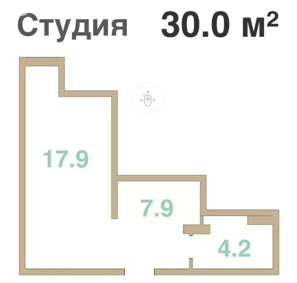 Квартира-студия: Мысхако, Шоссейная улица, 27 (30 м) - Фото 1