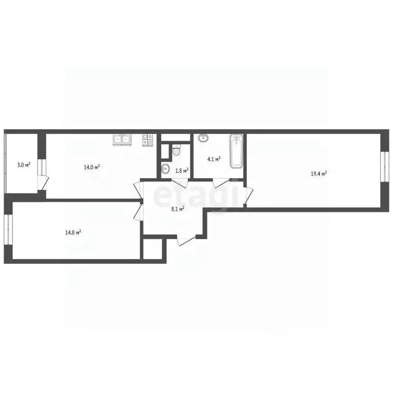2-к кв. Москва Илимская ул., 1Вк3 (64.3 м) - Фото 1