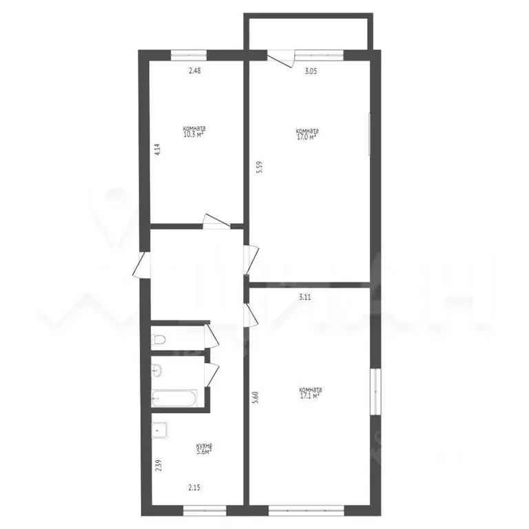 3-к кв. Курганская область, Курган ул. Некрасова, 30 (63.0 м) - Фото 1