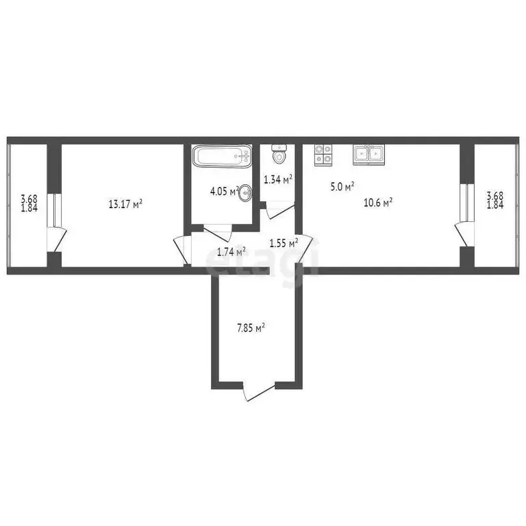 1-комнатная квартира: Анапа, улица Адмирала Пустошкина, 22к4 (46 м) - Фото 1