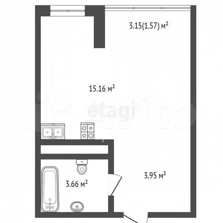 Квартира-студия, 23,6 м, 9/18 эт. - Фото 0