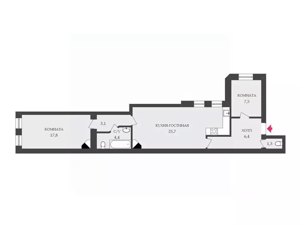 2-к кв. Санкт-Петербург Суворовский просп., 42 (66.2 м) - Фото 2