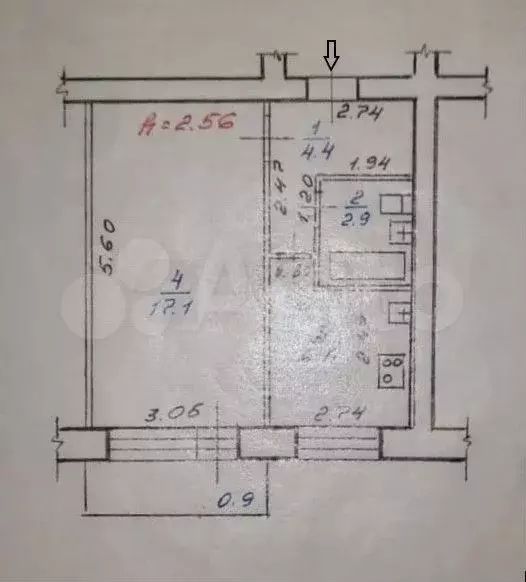 1-к. квартира, 31 м, 4/5 эт. - Фото 0