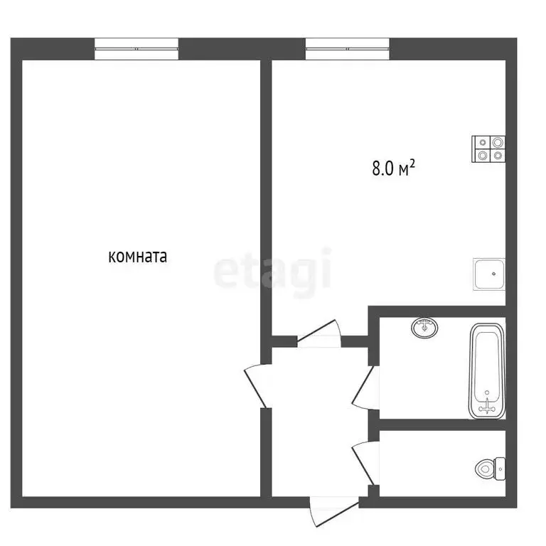 1-комнатная квартира: Заводоуковск, улица Королёва, 7 (30.5 м) - Фото 1