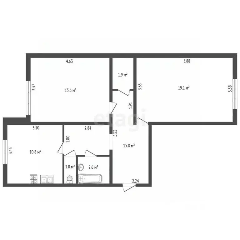 2-к кв. Санкт-Петербург Стародеревенская ул., 21к1 (65.8 м) - Фото 1