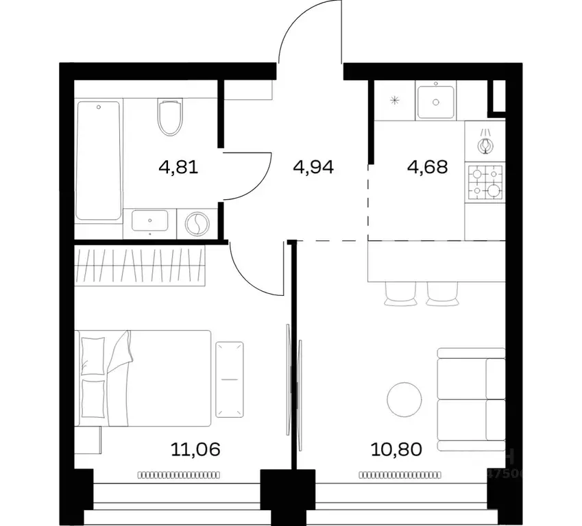 1-к кв. Москва Нова жилой комплекс, к2 (36.29 м) - Фото 1