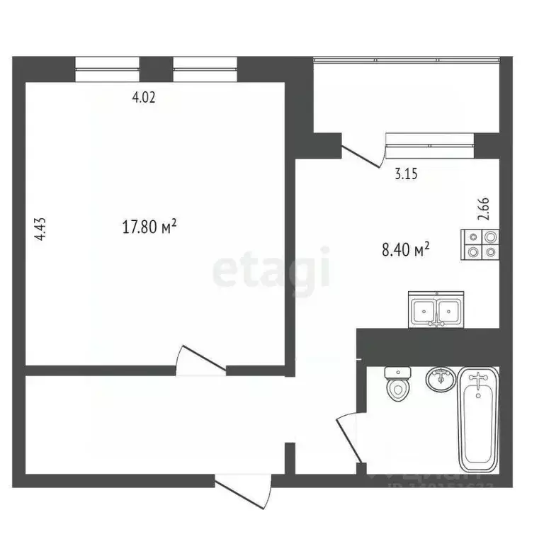 1-к кв. Московская область, Балашиха ул. Яганова, 3 (33.0 м) - Фото 2