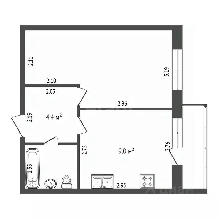 1-к кв. Вологодская область, Вологда Зеленый Город мкр, 1А (29.7 м) - Фото 2